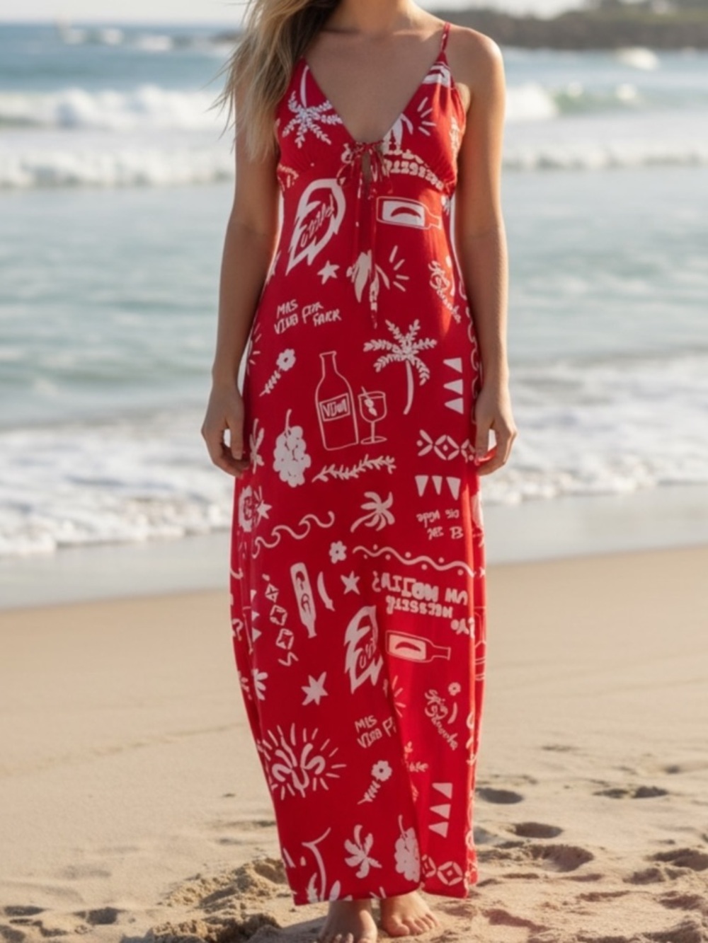Anthropologie  Paper Heart Fuego Linen Blend Graphic Beachy Sundress